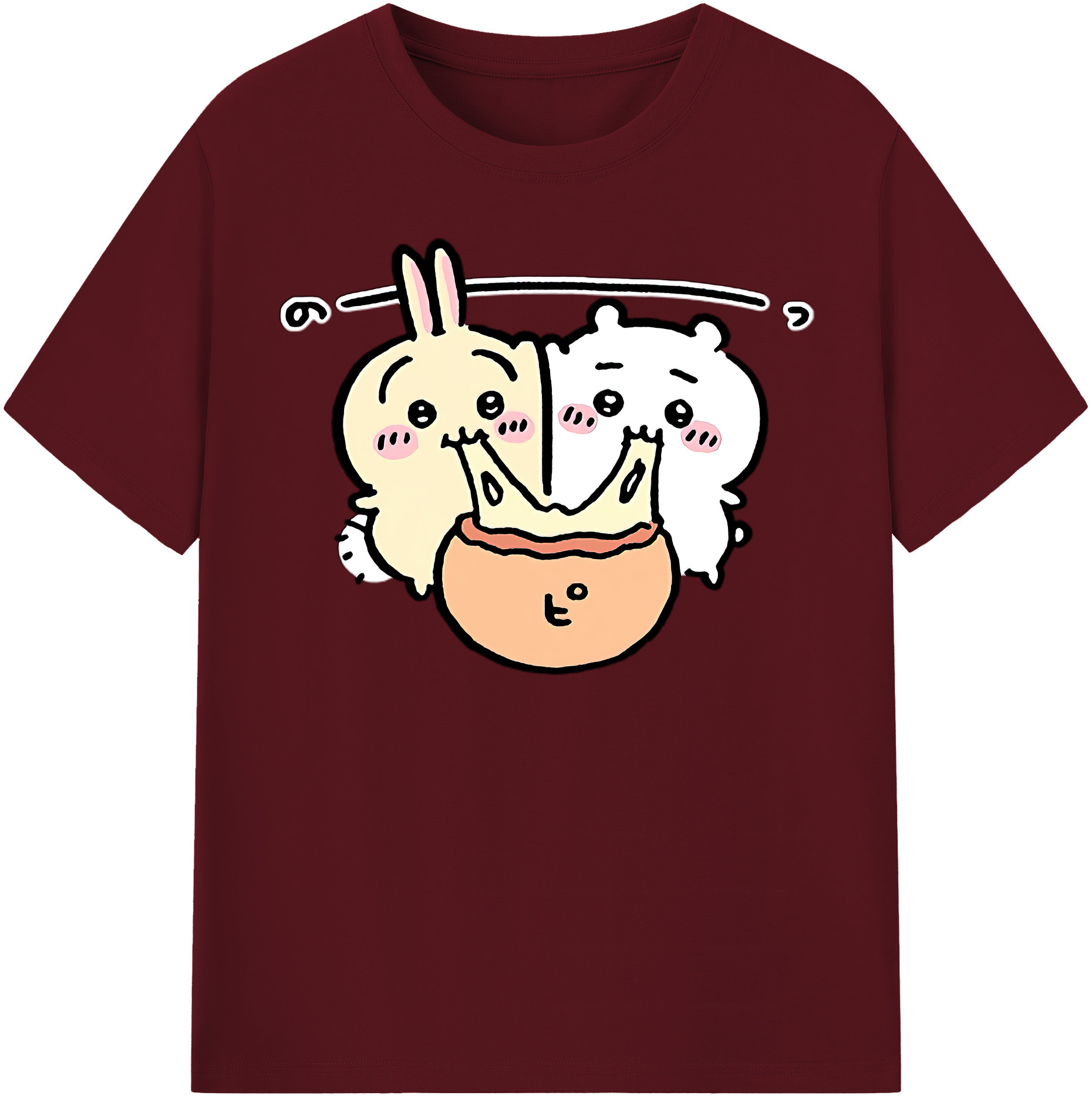 （画像用） ちいかわ うさぎ Chii-kawa usagi 綿100％半袖Tシャツ（フロントプリント）